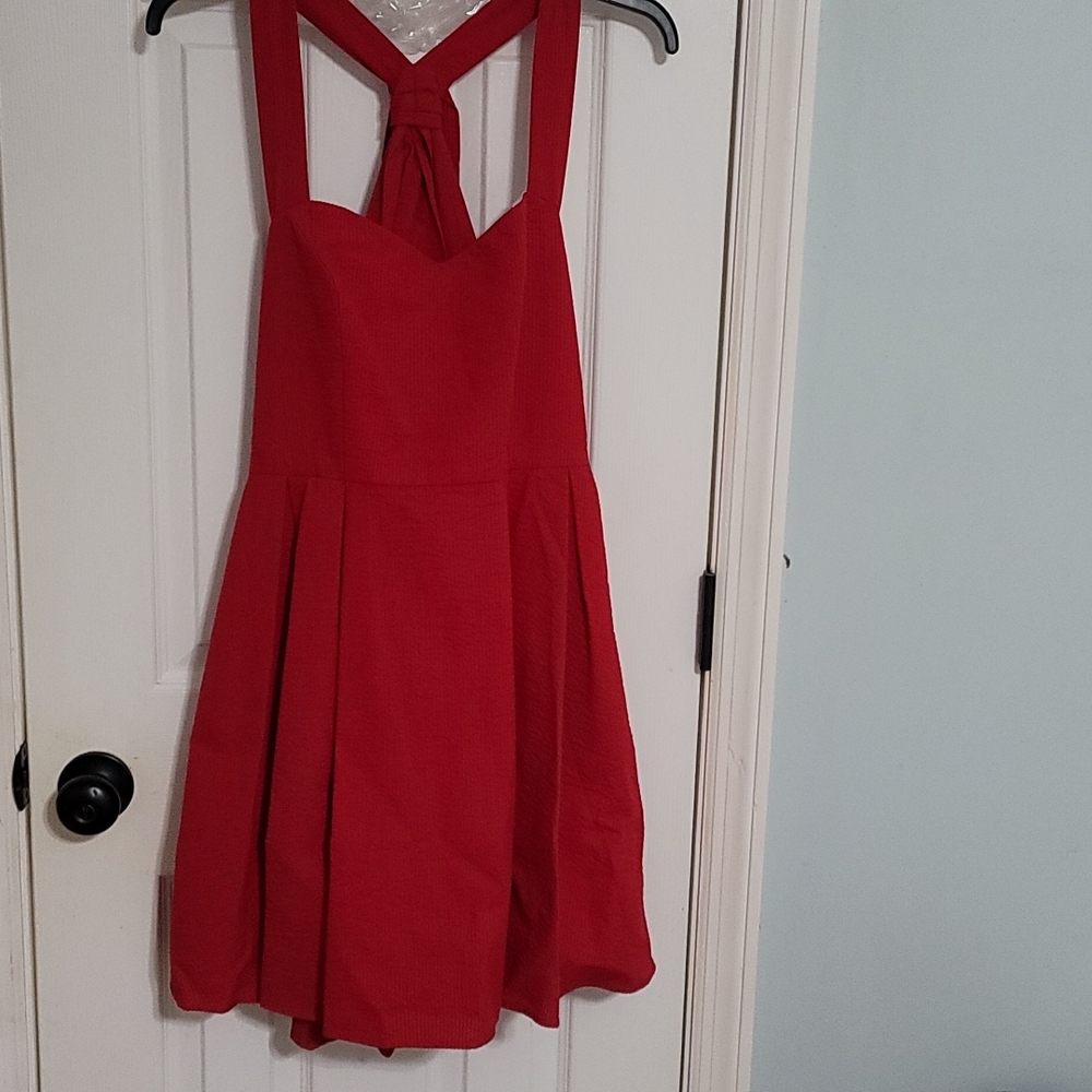 Red Seersucker dress by Lauren James in a Medium